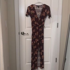 Forever 21 Maroon Floral Wrap Dress